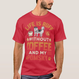 T-shirt Pomsky Chien Et Café