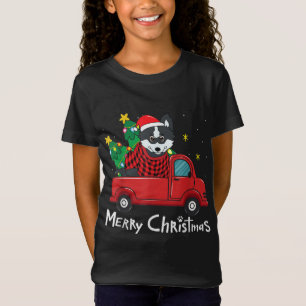 T-Shirt Pomsky Noël Camion Arbre Maman Papa Chien Xmas Cad