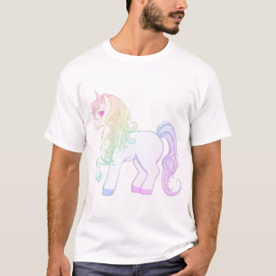 T-shirt Poney de licorne coloré par arc-en-ciel mignon de
