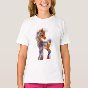 T-shirt Poney Magique Enfantin aux Tourbillons Colorés
