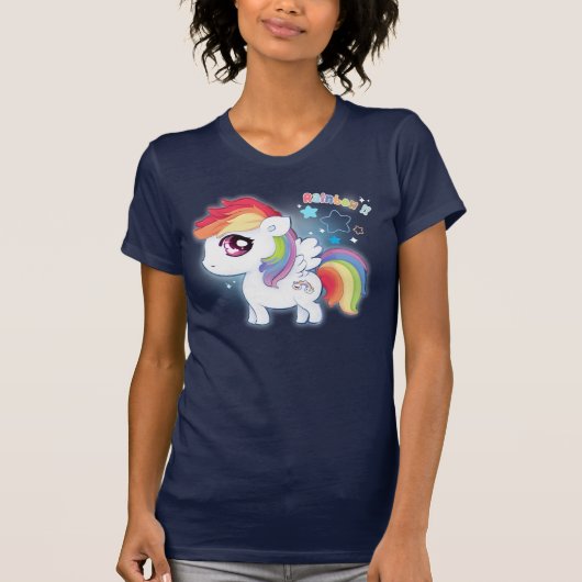 T-shirt Poney mignon d'arc-en-ciel de kawaii (Devant)