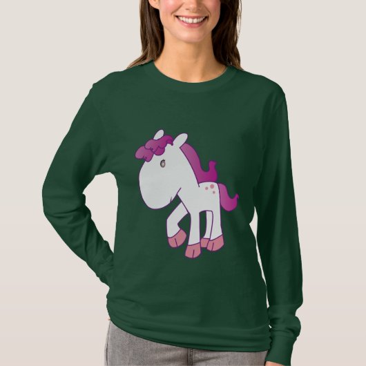 T-shirt Poney rose et pourpre précieux (Devant)