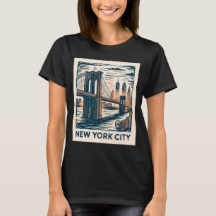 T-shirt Pont de Brooklyn de la ville de New York Rétro gra