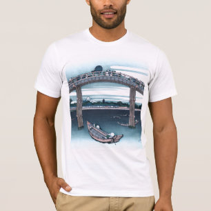 T-shirt Pont de Mannen, Fukaga Ukiyo-e par Hokusai,