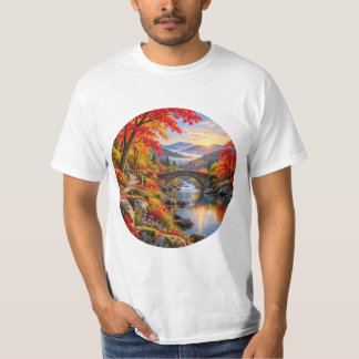 T-shirt Pont de pierre de la vallée d'automne Montagne Lev