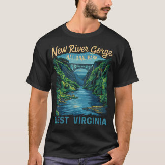 T-shirt Pont du parc national de New River Gorge en raftin
