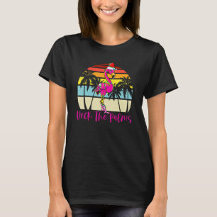 T-shirt Pont Les Palmiers Flamant rose de Noël Palmier Tro