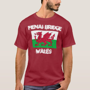 T-shirt Pont Menai, Pays de Galles avec drapeau gallois