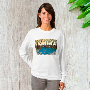 T-shirt Pont Rustique En Pierre Sur Rivière Paysage nature