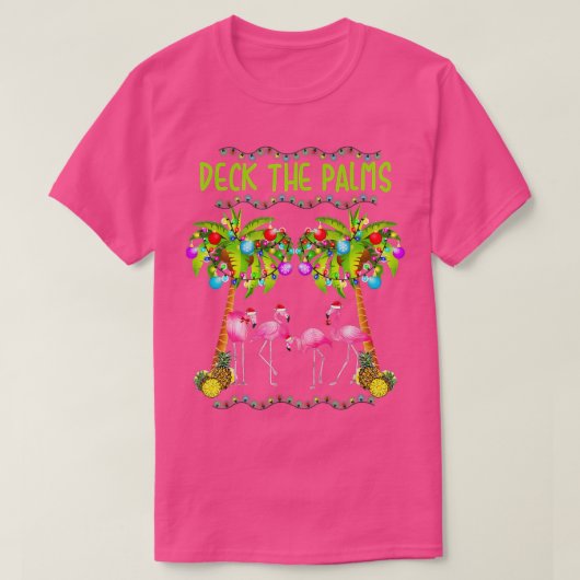 T-shirt Pont the Palms Merry Flamingo Christmas tee funny (Design devant)