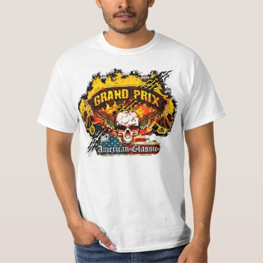 T-shirt Pontiac Grand prix - crâne de bannière de burn-out (Devant)