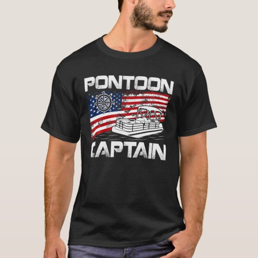 T-shirt Ponton Capitaine américain Drapeau Pontoon Bateau (Devant)