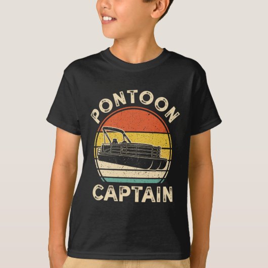 T-shirt Pontoon Boat Captain Vintage Boating Retro  (Devant)