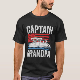 T-shirt Pontoon Capitaine Grand-père nous Drapeau américai