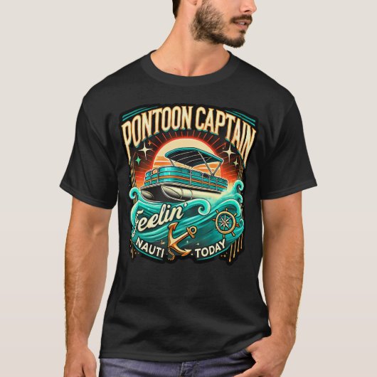 T-shirt Pontoon Captain Men Pontoon Boat Captain Boating (Devant)