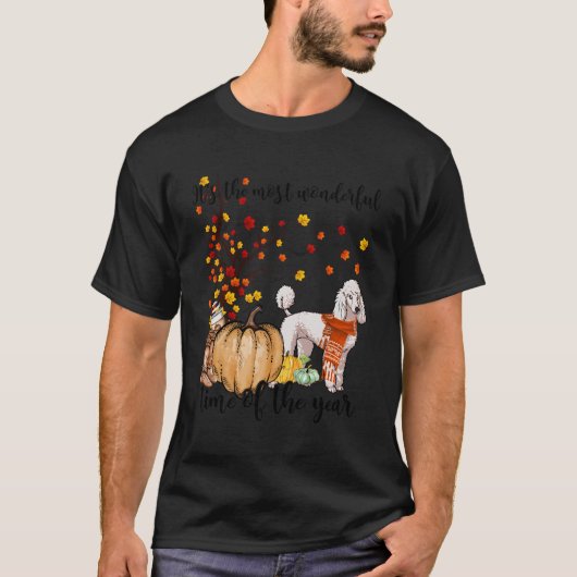 T-shirt Poodé Automne Citrouille Autumn Leaf Tree (Devant)