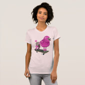 T-shirt Poodé rose et planche à roulettes (Devant entier)