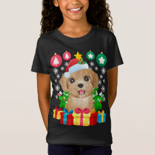 T-Shirt Poodle Arbre de Noël Ornements Xmas mignon chien a