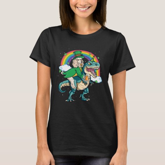 T-shirt Poodle Beer Dino Rex Horn Rainbow Dog (Devant)