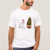 T-shirt Poodle blanc Funny Chien de Noël avec arbre (Devant)