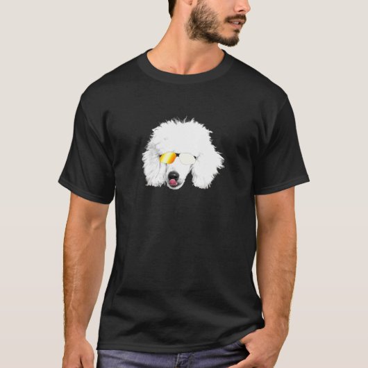 T-shirt Poodle blanc Poodle Chien Maman Papa Tee (Devant)