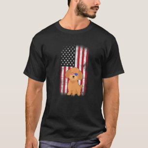 T-shirt Poodle Chien Drapeau Américain Garçons Filles Homm