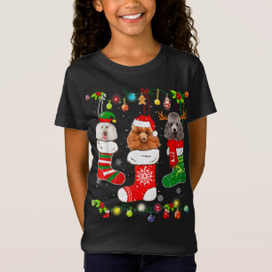 T-Shirt Poodle Chien feux de Noël Chien Chien Chien Chien