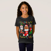 T-Shirt Poodle Chien feux de Noël Chien Chien Chien Chien  (Devant entier)