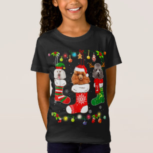 T-Shirt Poodle Chien feux de Noël Chien Chien Chien Chien 