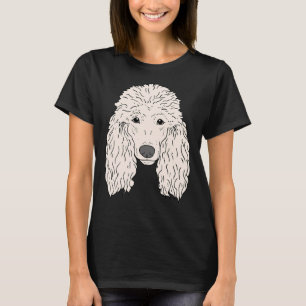 T-shirt Poodle Chien Visage main tiré fourrure blanche