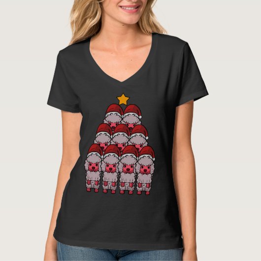 T-shirt Poodle Christmas Tree Amoureux des chiens Santa Ha (Devant)