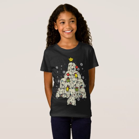 T-Shirt Poodle Christmas Tree mignonne Amoureux des chiens (Devant entier)
