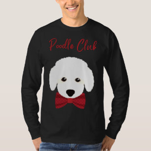 T-shirt Poodle Club Cute Blanc Fluffy Poody Avec Pol Rouge