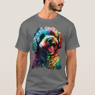 T-shirt Poodle coloré visage Happy Chien Art Chien Chiot m