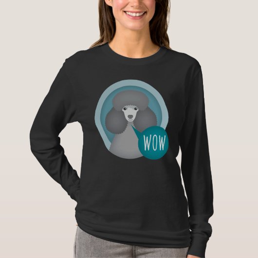 T-shirt Poodle de chien Wow gris (Devant)