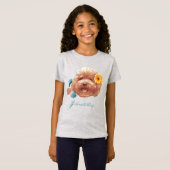 T-Shirt Poodle de jouet avec Fleur et Illustration télépho (Devant entier)