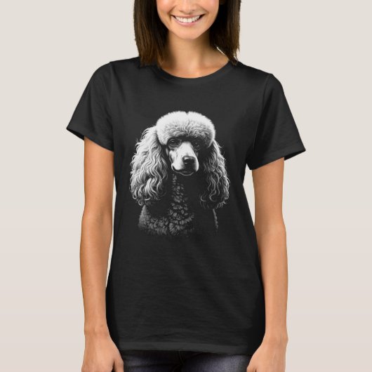 T-shirt Poodle Dog Dark Art Women’s Black Tee (Devant)