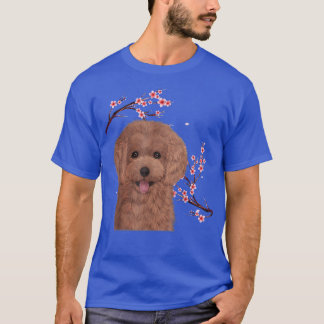 T-shirt Poodle Dog Japanese Cherry Blossom Sakura Flower V