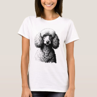 T-shirt Poodle Dog Sketch Art Women’s White Tee