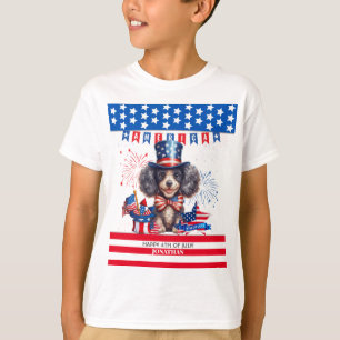 T-shirt Poodle Happy 4 juillet Fête de l'Indépendance amér