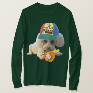 T-shirt Poodle Jouer Ball Hommes à manches longues Green
