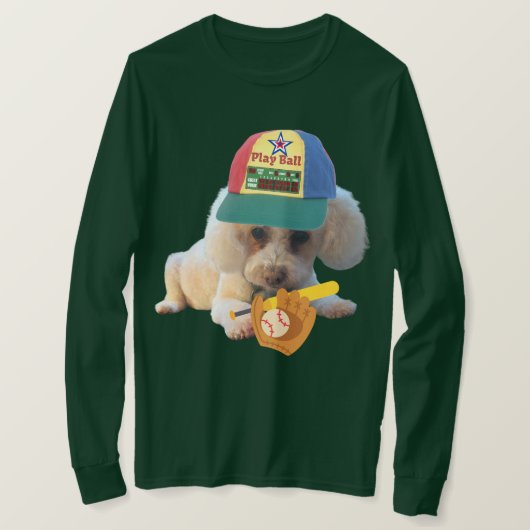 T-shirt Poodle Jouer Ball Hommes à manches longues Green (Design devant)