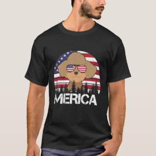 T-shirt Poodle Merica 4 juillet Chien Chemise Drôle