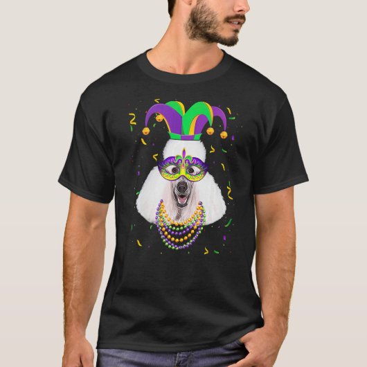 T-shirt Poodle mignon Chien Mardi Gras Festival Perles de  (Devant)