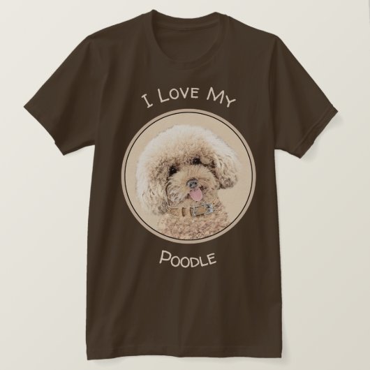 T-shirt Poodle Miniature Toy Apricot Crème Chien Brown Art (Design devant)