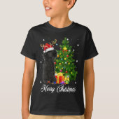 T-shirt Poodle noir Père Noël Noël Arbre Lumières Noël Rei (Devant)