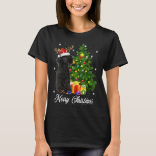 T-shirt Poodle noir Père Noël Noël Arbre Lumières Noël Rei