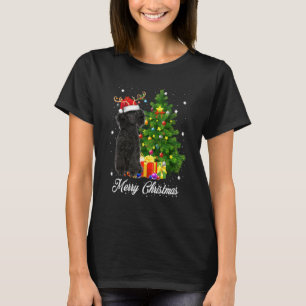 T-shirt Poodle noir Père Noël Noël Arbre Lumières Noël Rei