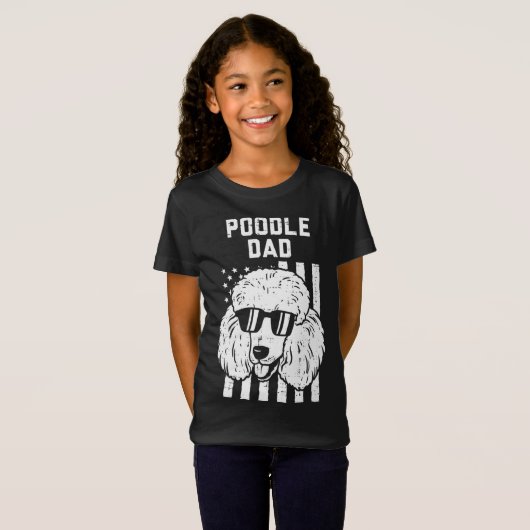 T-Shirt Poodle Papa US Cool Drapeau Patriotique Amoureux d (Devant entier)