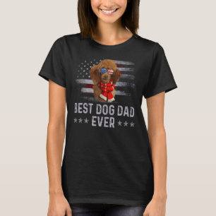 T-shirt Poodle papa Vintage américain Drapeau Patriotique